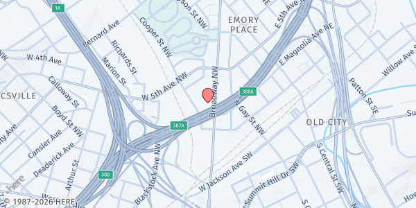 Map showing Salvation Army - Knoxville at 409 N. Broadway, Knoxville, TN