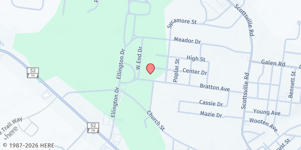 Map showing Lafayette United Methodist Church at 506 Bratton Ave., Lafayette, TN