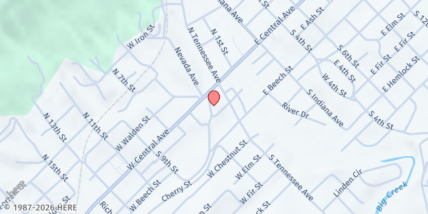 Map showing First Presbyterian Church at 110 W Ash St, LaFollette, TN