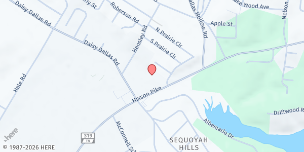Map showing Fellowship Baptist Church (TN) at 8615 Hixson Pike, Lakesite, TN