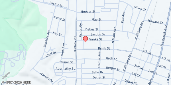 Map showing God's Storehouse - Lawrenceburg at 425 Frank Street, Lawrenceburg, TN