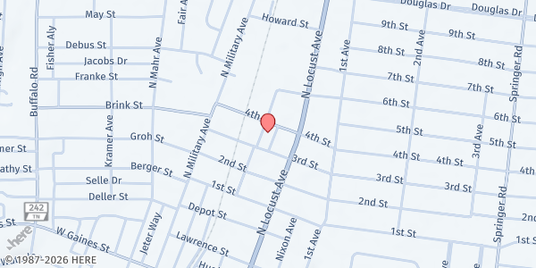 Map showing Salvation Army Lawrenceburg at 203 4th St, Lawrenceburg, TN