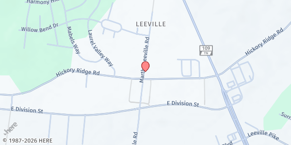 Map showing Leeville United Methodist Church - SALT Ministry at 7019 Hickory Ridge Road, Lebanon, TN