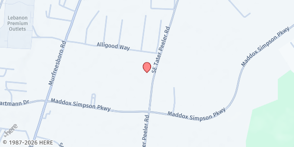 Map showing Love One Another, Joseph's Storehouse at 1960 S E Tater Peeler Road, Lebanon, TN