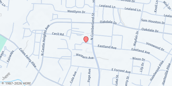 Map showing Mid-Cumberland Community Action Agency - Lebanon at 104 Webster Lane, Lebanon, TN