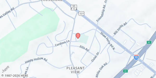 Map showing Helping Hands Food Pantry - Food Distribution Center at 2144 Old Highway 95, Lenoir City, TN