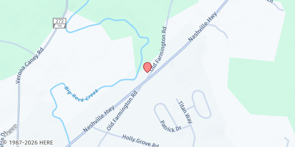 Map showing Caney Springs Pentecostal Holiness Assembly at 1600 Nashville Hwy., Lewisburg, TN