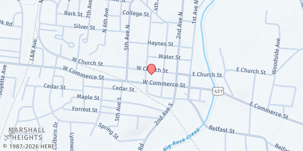Map showing Lewisburg First United Methodist Church at 325 W Church St, Lewisburg, TN