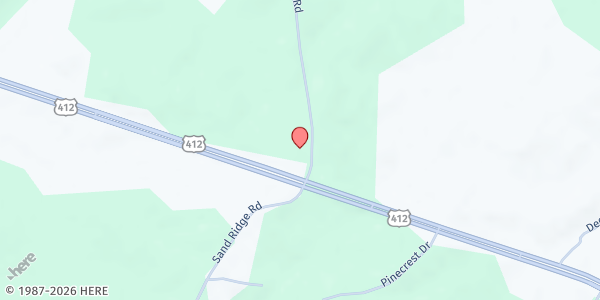 Map showing Sand Ridge Baptist Church at 7535 Hwy 412 W., Lexington, TN