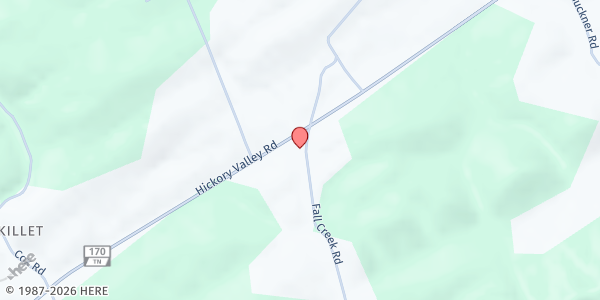 Map showing Union County Food Pantry at 553 Fall Creek Rd., Lickskillet, TN