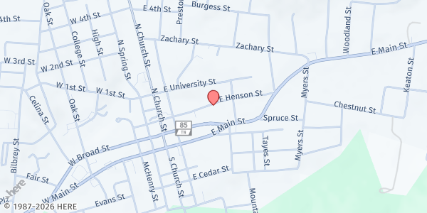 Map showing Livingston First Church - Bread of Life Food Ministry at 104 Roberts St., Livingston, TN