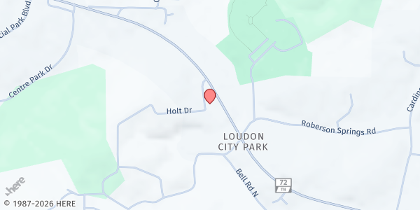 Map showing New Life Family Worship Center at 8735 TN-72, Loudon, TN