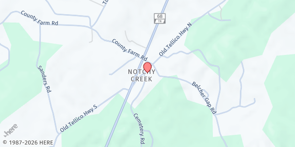 Map showing Notchey Creek Baptist Church at 5529 New Highway 68, Madisonville, TN