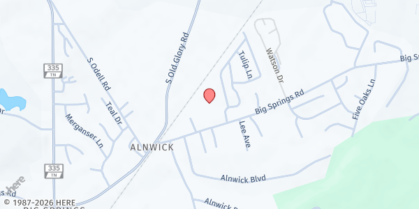 Map showing Alnwick Community Center at 2148 Big Springs Road, Maryville, TN