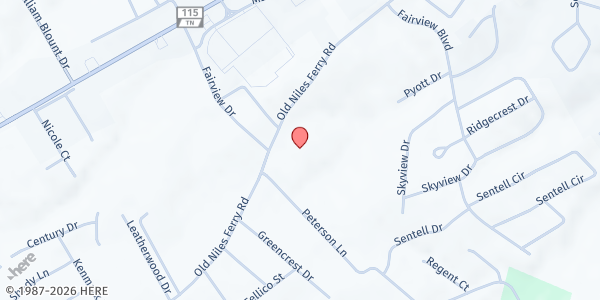 Map showing Fairview Church at 2508 Old Niles Ferry Road, Maryville, TN