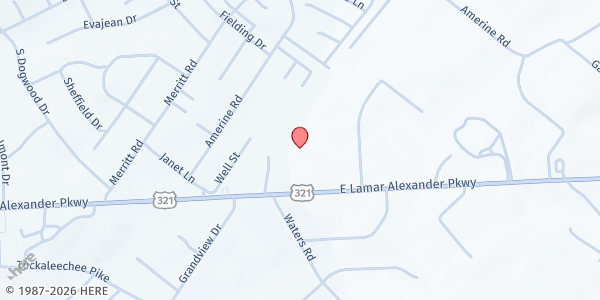 Map showing Manna Ministry at 2615 E. Lamar Alexander Pkwy., Maryville, TN