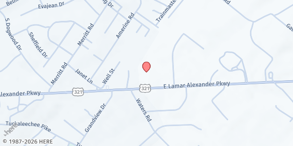 Map showing Manna Outreach Ministries - Food Distribution Center at 2615 E Lamar Alexander Parkway, Maryville, TN