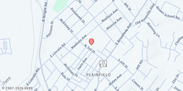 Map showing Rio East Church at 1601 East Broadway, Maryville, TN