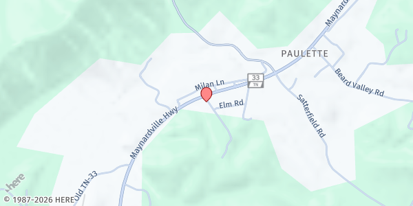 Map showing Tuesday Food Pantry - Union County at 120 Pine Drive, Maynardville, TN