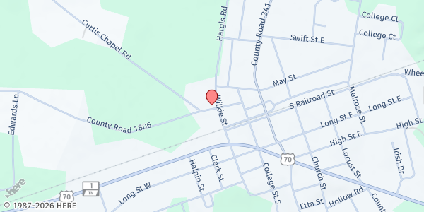 Map showing St. Patrick's Church at 175 Saint Patrick St, McEwen, TN