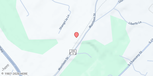 Map showing Gathering Place Church at 2100 Morrison Street, McMinnville, TN