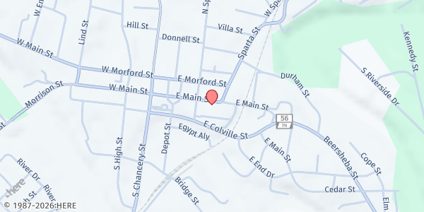 Map showing Helping Hands of Warrant at 220 East Main Street, McMinnville, TN