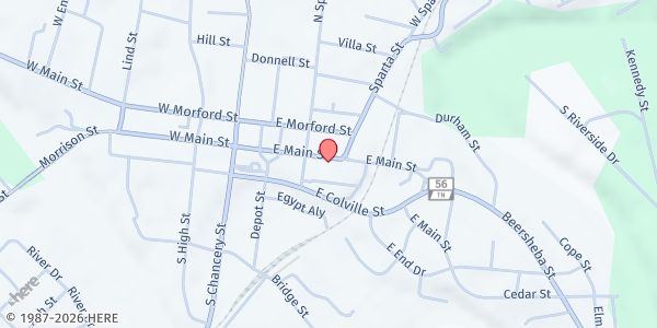 Map showing Helping Hands of Warren County - Main Location at 220 East Main Street, McMinnville, TN