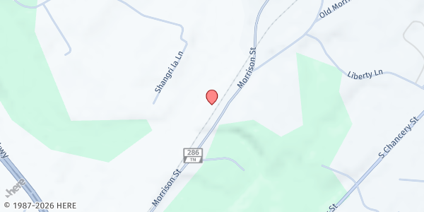 Map showing The Gathering Place Church at 2100 Morrison St, McMinnville, TN