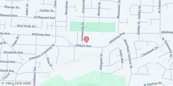 Map showing Bethel Church of God in Christ at 2216 Clifton Avenue, Memphis, TN