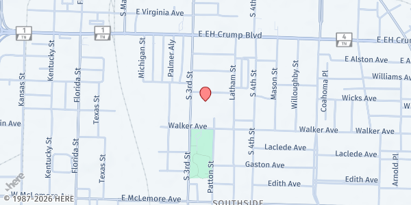 Map showing Calvary Rescue Mission at 960 S. 3rd St., Memphis, TN
