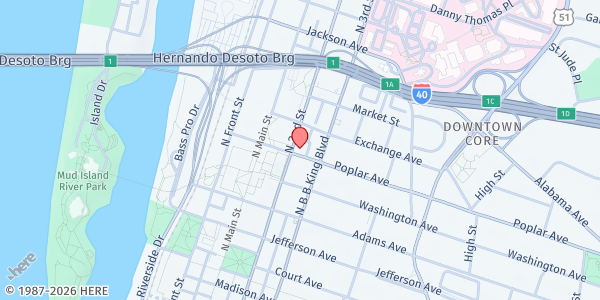 Map showing Carpenter's Table Food Pantry at 204 N. 2nd St., Memphis, TN