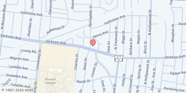 Map showing Cathedral of Faith Community Church at 2212 Jackson Ave., Memphis, TN