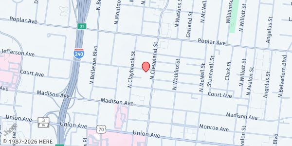 Map showing Catholic Charities of West TN - Memphis Office at 1325 Jefferson Avenue, Memphis, TN