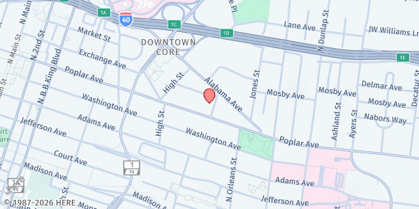 Map showing Constance Abbey Inc. at 209 Hamlin Place, Memphis, TN
