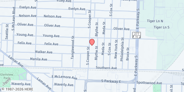 Map showing First Congregational Church at 1000 S. Cooper Street, Memphis, TN