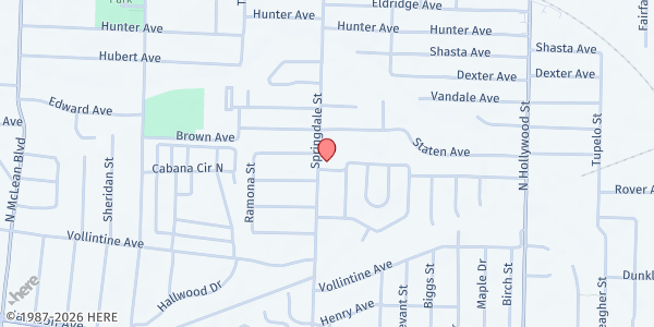 Map showing Greater Impact Faith Church at 1066 Springdale St., Memphis, TN