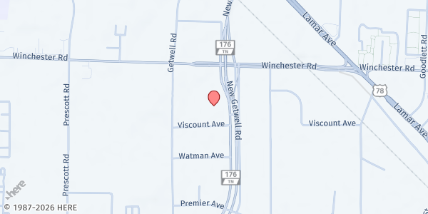 Map showing Lewis Help Today Foundation - Food Pantry at 3850 Viscount Ave., Memphis, TN