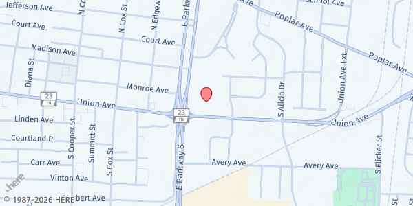 Map showing Lindenwood Christian Church at 2400 Union Ave., Memphis, TN