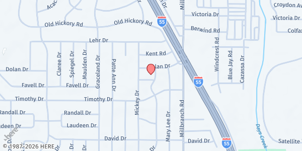 Map showing Making a Difference Ministries at 3816 Mickey Dr., Memphis, TN