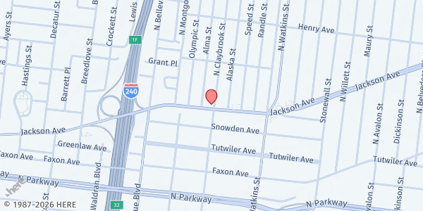 Map showing Midtown Mosque at 1288 Jackson Ave., Memphis, TN