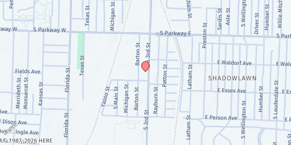 Map showing New Allen AME Church at 1559 S. 3rd St., Memphis, TN