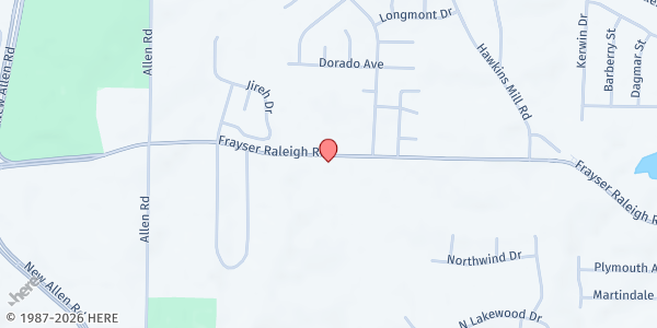 Map showing New Dimensions Ministries at 3607 Frayser-Raleigh Rd., Memphis, TN