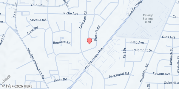 Map showing Raleigh United Methodist Church at 3295 Powers Rd., Memphis, TN