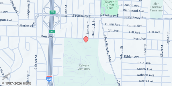 Map showing St. Augustine Church at 1169 Kerr Ave., Memphis, TN