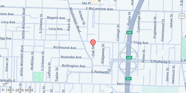 Map showing St Jude Missionary Baptist Church at 853 E. Trigg Ave, Memphis, TN