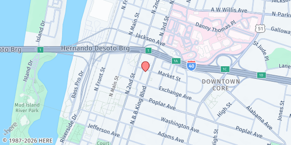 Map showing St. Mary's Catholic Church at 155 Market St., Memphis, TN