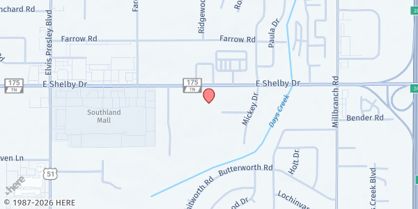 Map showing St. Paul the Apostle Catholic Church at 1425 E. Shelby Dr., Memphis, TN