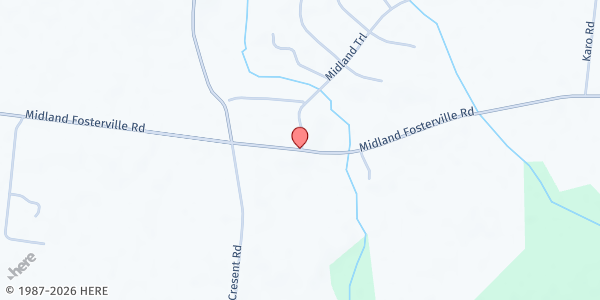 Map showing Midland Baptist Church at 3109 Midland Fosterville Rd., Midland, TN