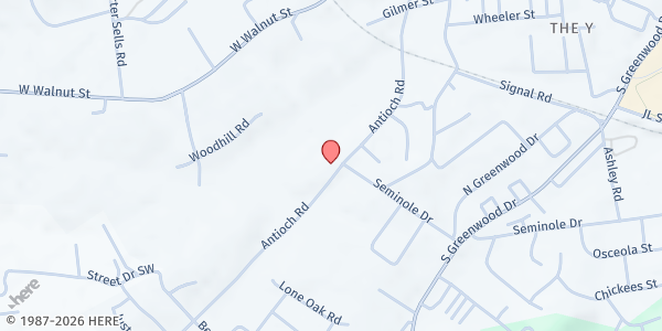 Map showing Antioch Baptist Church at 1014 Antioch Rd, Midway, TN