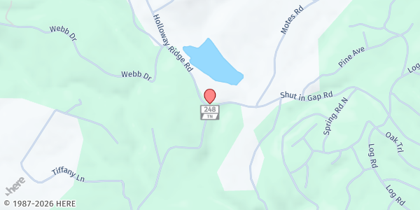 Map showing Webb Chapel Church of God at 8676 Shut In Gap Rd., Milo, TN